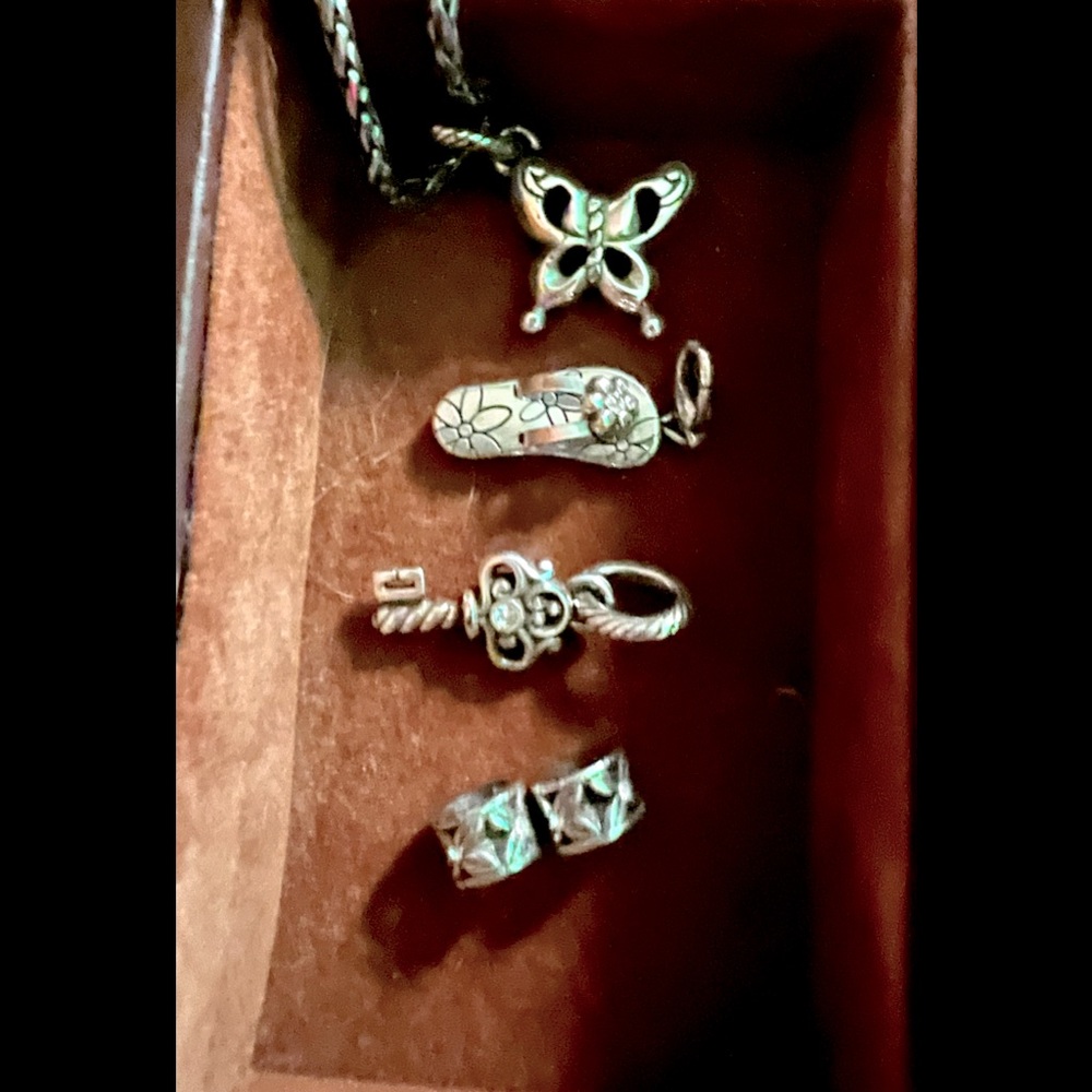 Vintage Sterling Silver 3  Charm Necklace Chain Included